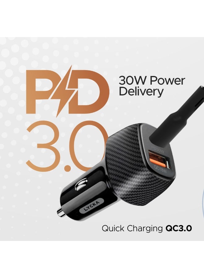 Lycka P Cord XTRA30 30W Fast Car Charger with Dual USB Ports – Type-C Power Delivery – Universal Car Adapter - Image 3